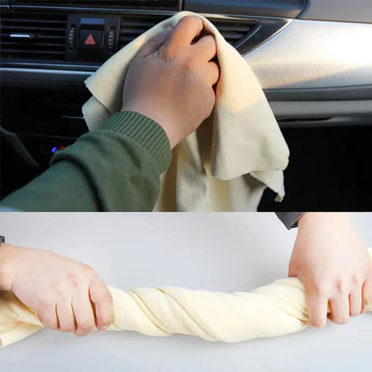 Natural Chamois Car Care Cleaning Cloth Genuine Sheepskin Wash Rag Suede Ultra Absorbent Quick Dry Towels for Car Wash Accessori